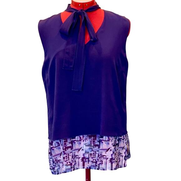 Disney Kingdom Couture Blue Silk Sleeveless Blouse – Size Medium - Picture 4 of 8